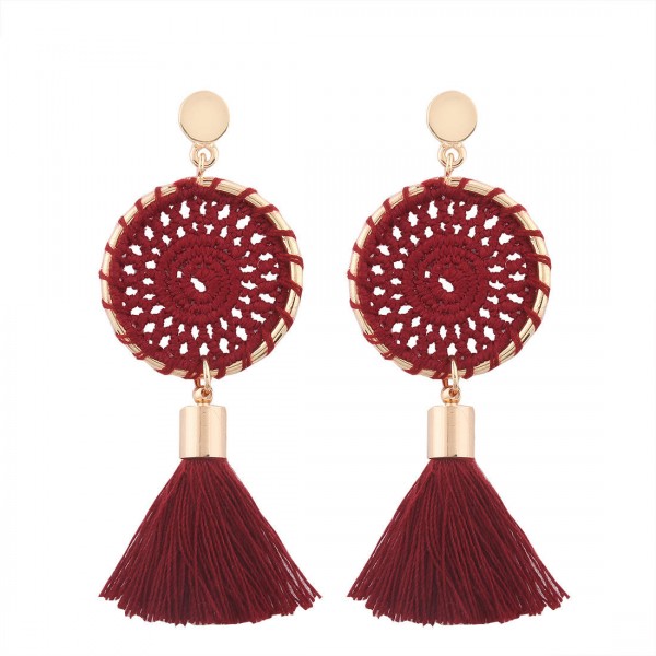 Women's Trendy Knitted Handmade Long Tassel Earrings Female Drop Dangle Earrings Jewelry