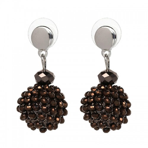 Unique Women's Colorful Bead Micro Pave Ball Drop Earring Gift Party Jewelry for Women