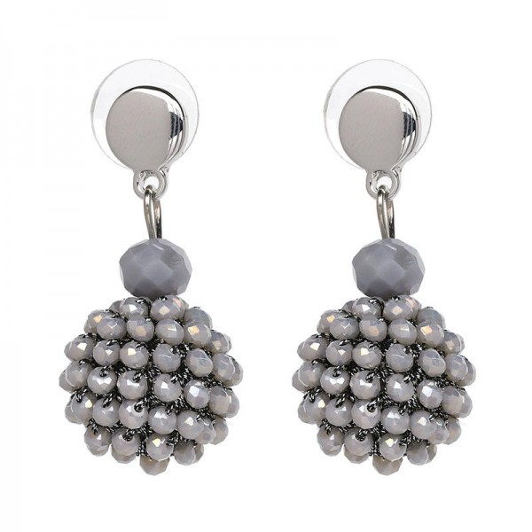 Unique Women's Colorful Bead Micro Pave Ball Drop Earring Gift Party Jewelry for Women