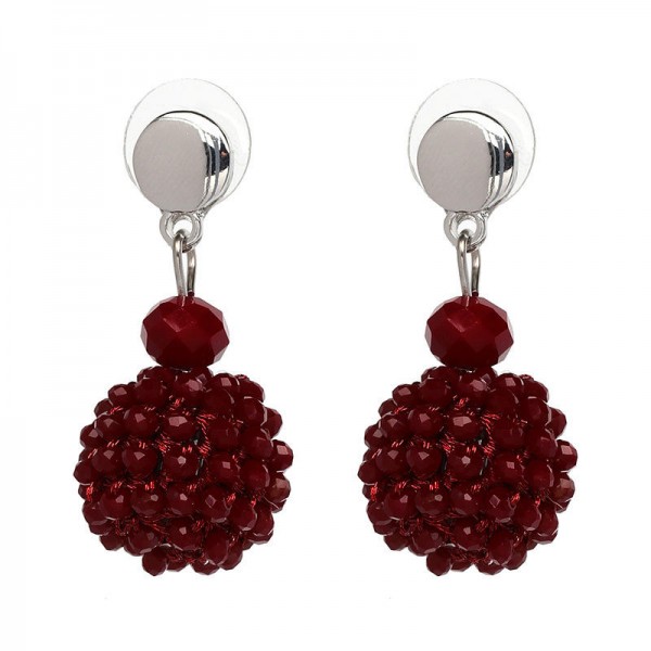 Unique Women's Colorful Bead Micro Pave Ball Drop Earring Gift Party Jewelry for Women